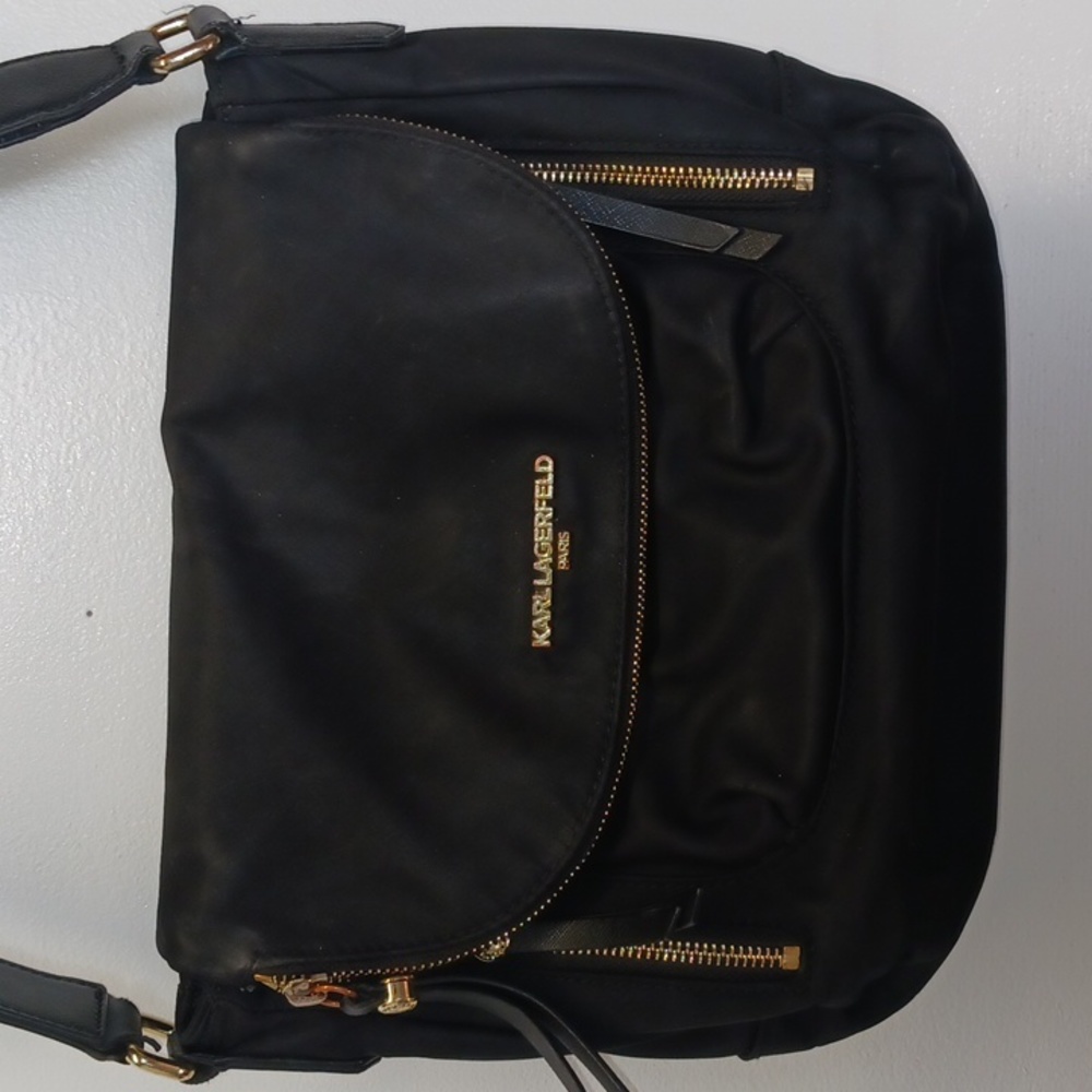 Karl Lagerfeld black nylon crossbody/shoulder bag. - Picture 2 of 13